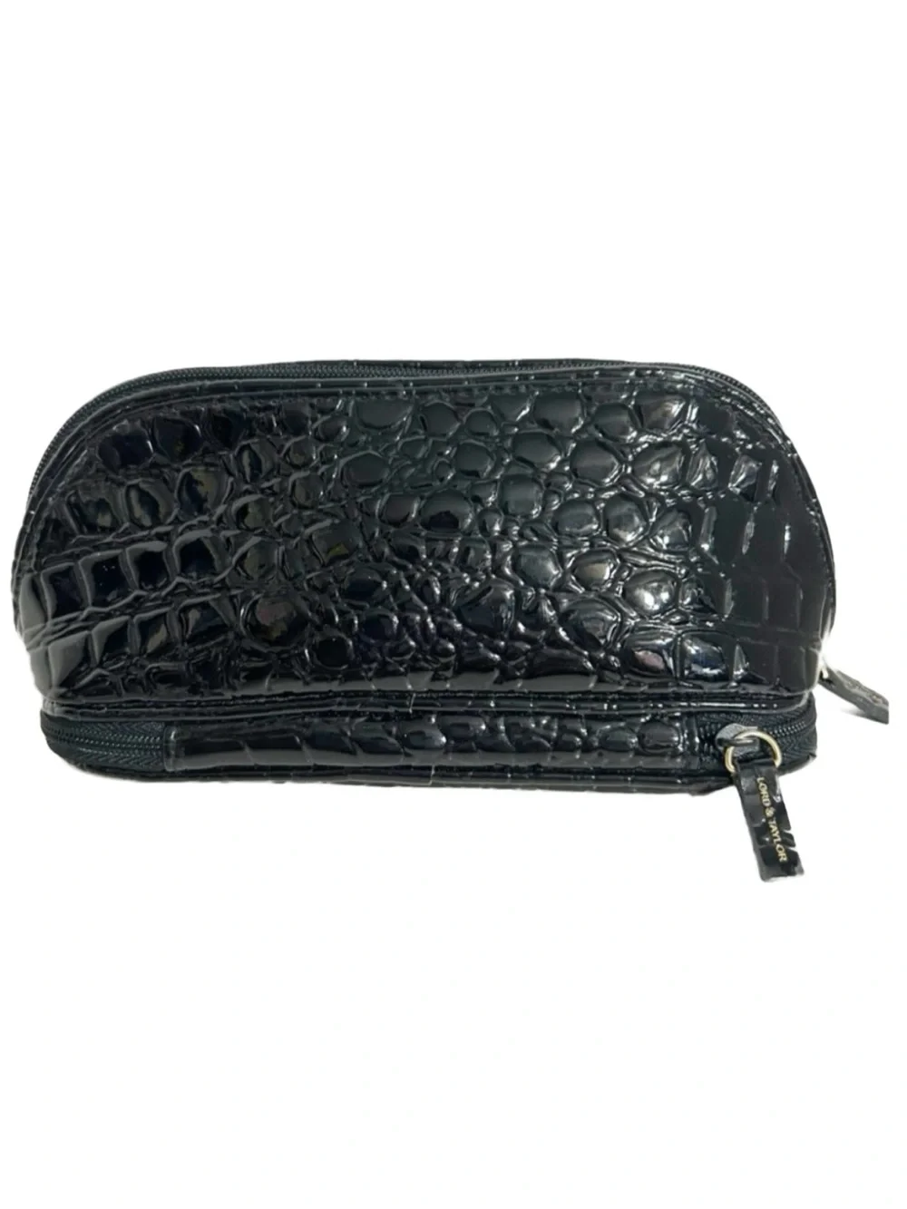 Unbranded Faux Patent Leather Alligator Emboss Zip Make-Up Bag Zip Bottom Pocket